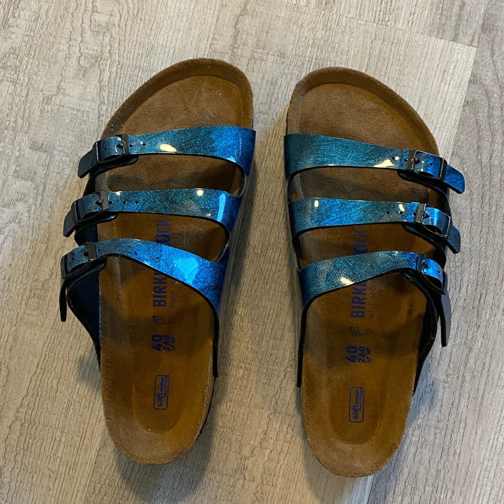Birkenstock Florida soft footbed blue gloss sz 40